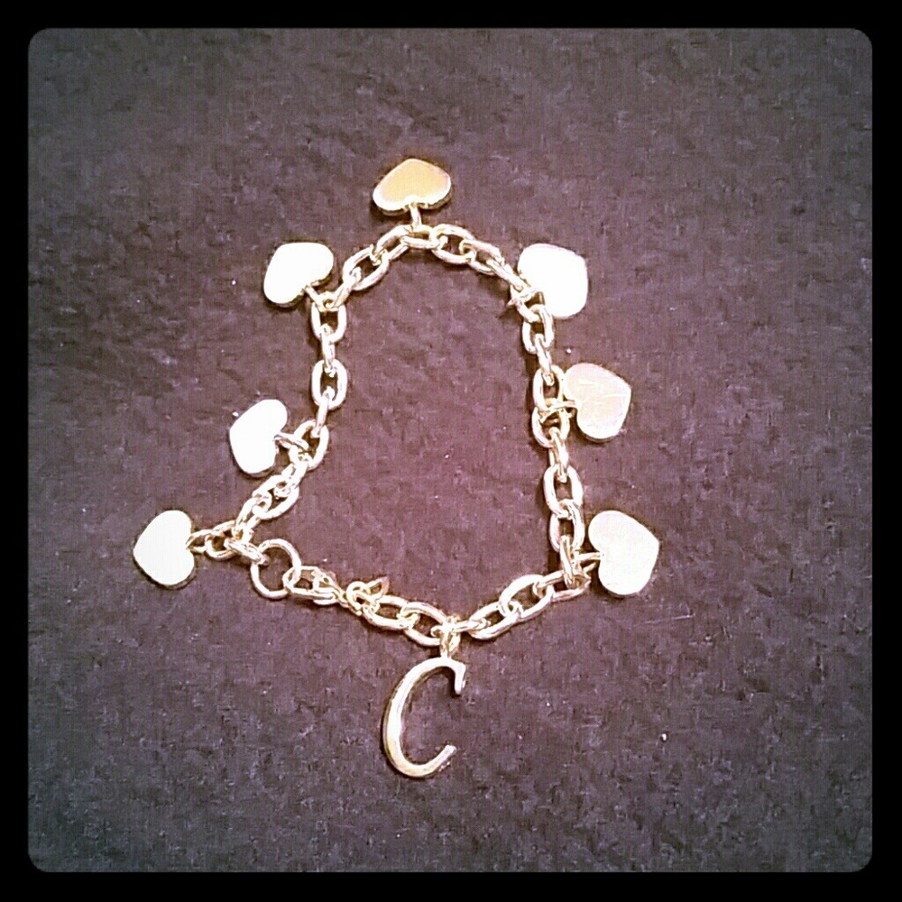 Silver "C" charm bracelet