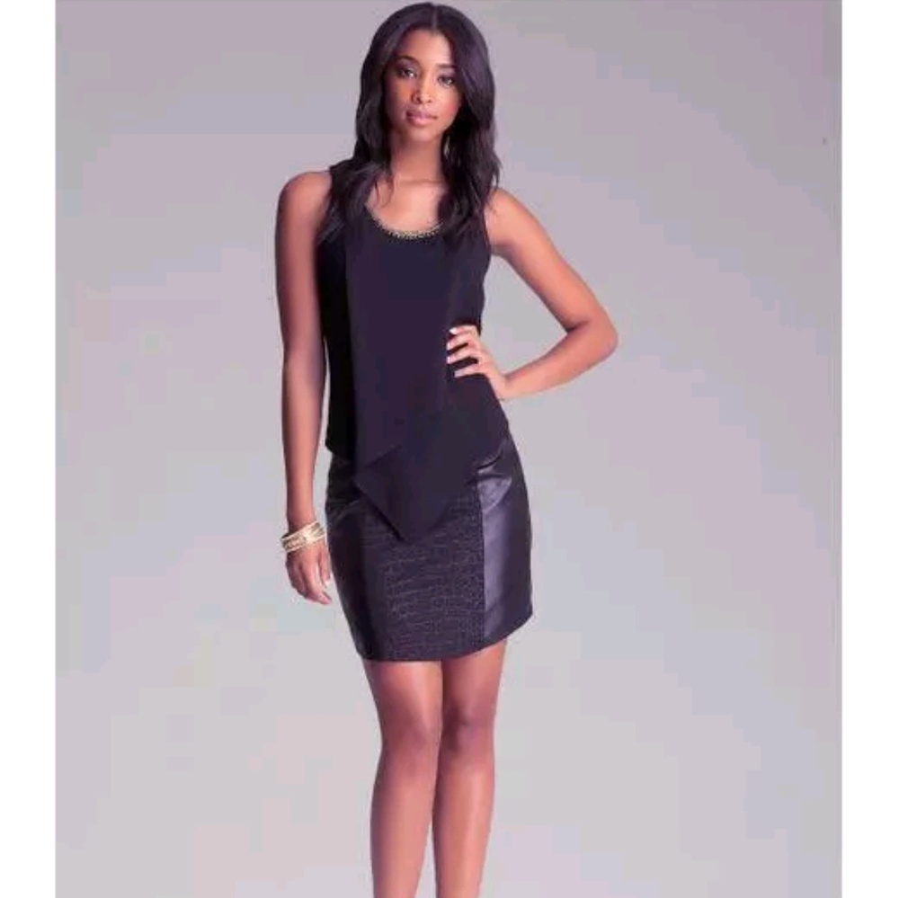 Bebe "Sarah Curved Hem Detail Skirt"