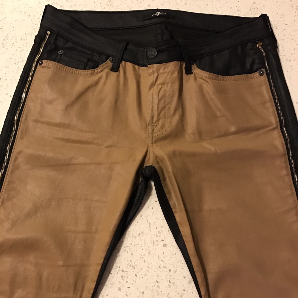 7 For All Mankind Two-tone Pants with Gold Zippers