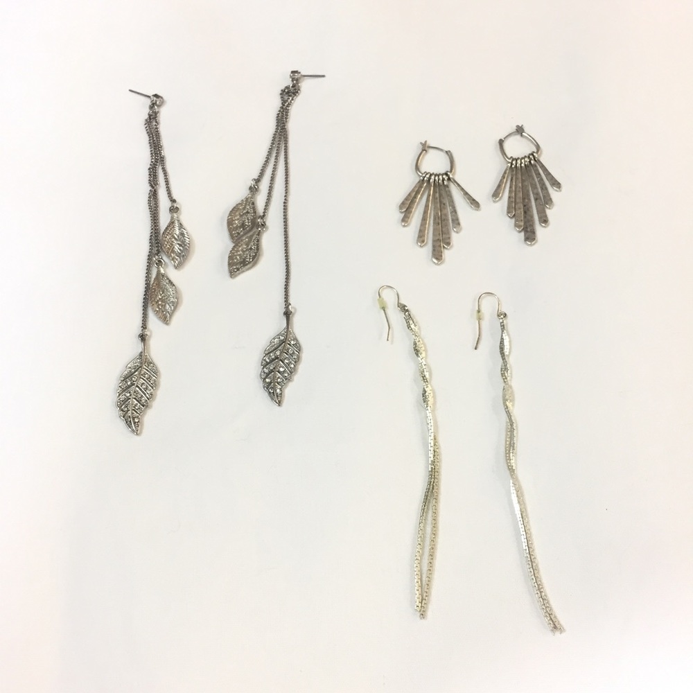 3 Bundle of Dangly Silver Earrings