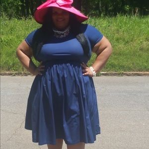 Eloquii tie back Poplin Dress in Navy Blue