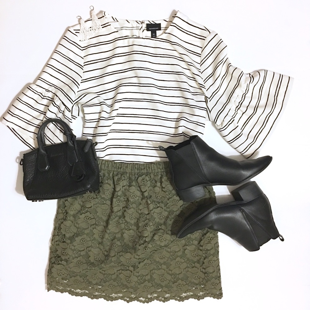 Army Green Lace Miniskirt