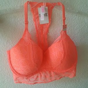 NWOT Victoria's Secret PINK coral push-up bra