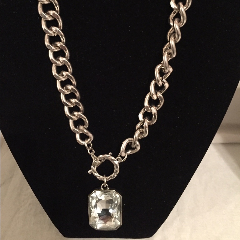 Silver Expose Diamond Chain Link Necklace