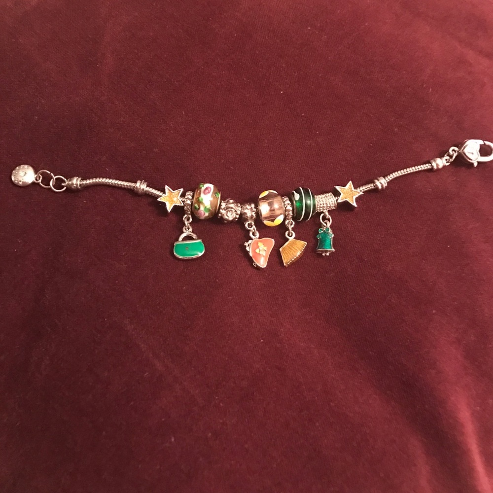Genuine pandora bracelet with 10 charms