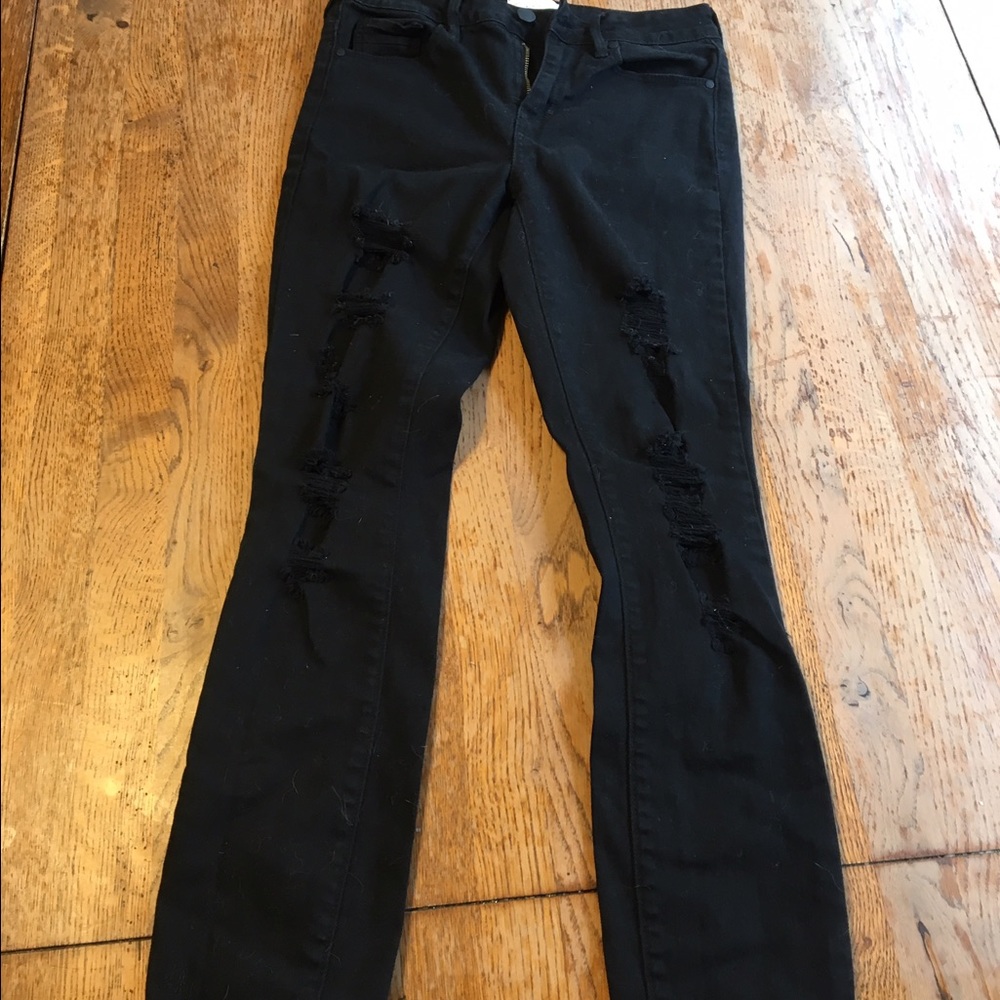 Black ripped , high waisted skinny jeans