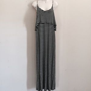 Black and White Striped Maxi w/ Adjustable Straps