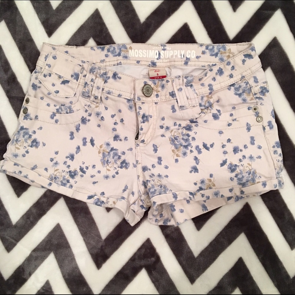 Mossimo Blue Floral Denim Shorts