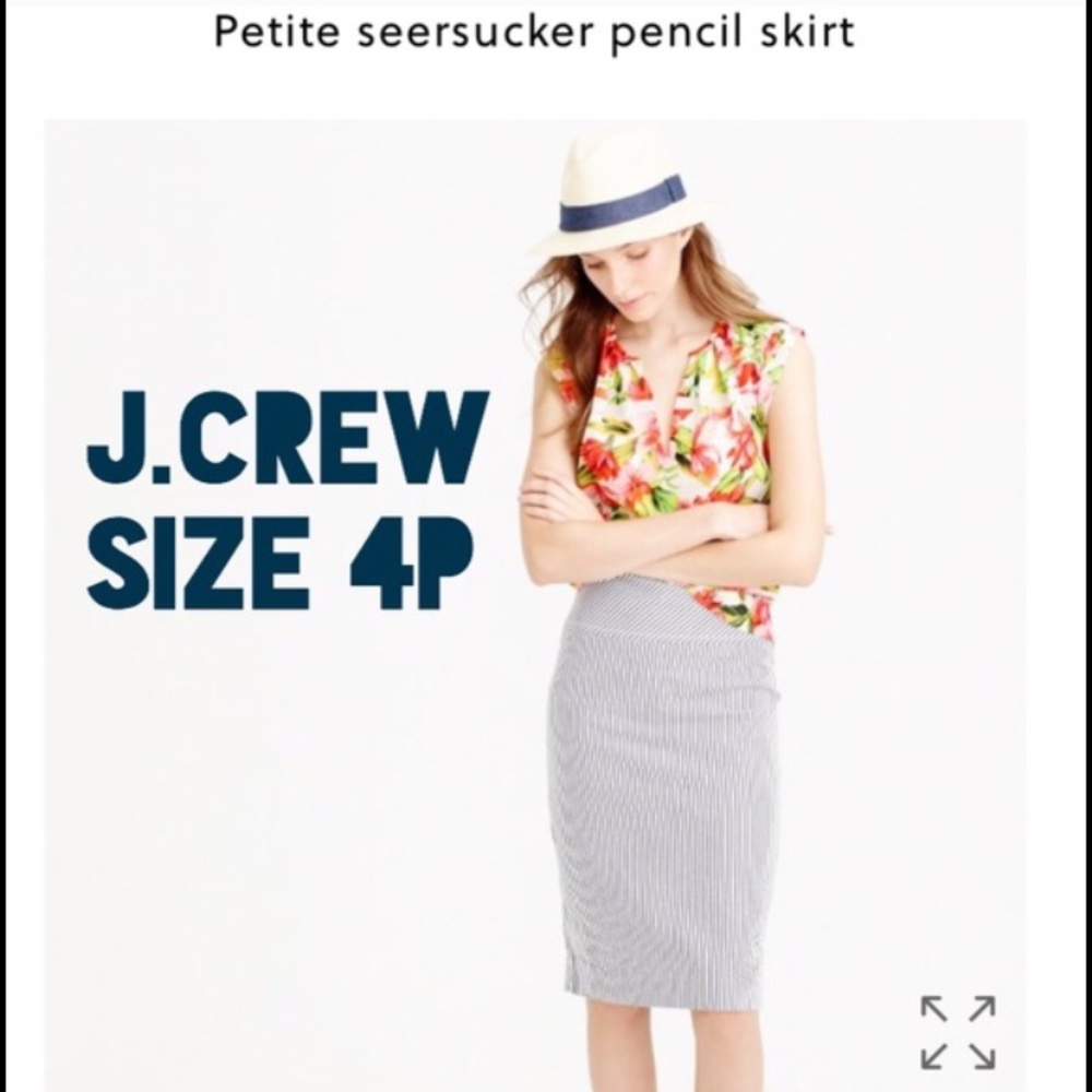 J Crew Seersucker Pencil Skirt