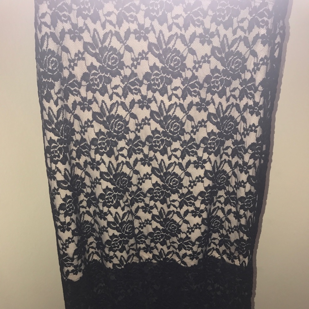 Black and nude lace pencil skirt