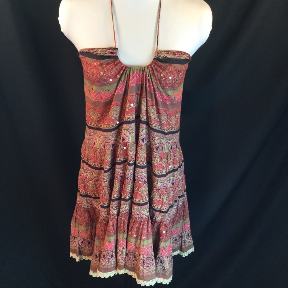 Vintage Angie Boho Strappy Halter Top Festival S