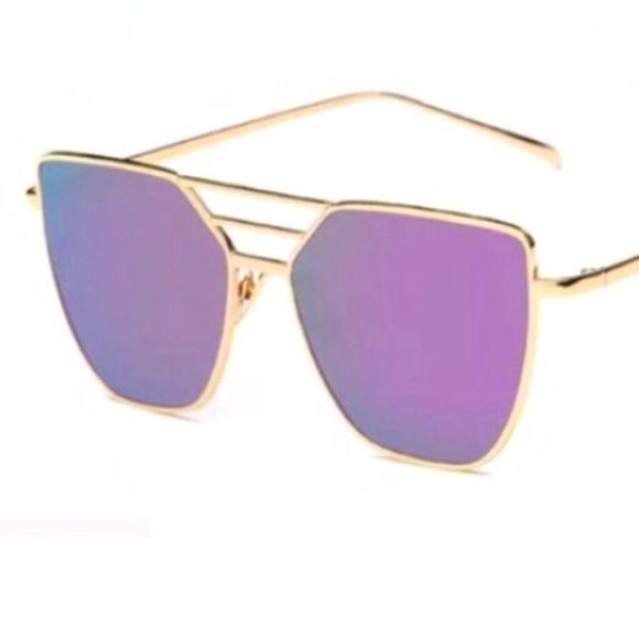 LAVENDER Gold Mirror SUNGLASSES Cat Eye Purple NEW - Picture 2 of 2