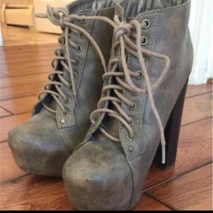 5 inch light brown platform booties size 7