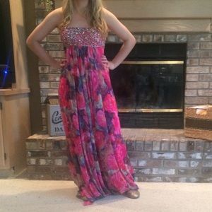 Jovani Pink Floral Prom Dress - image 1