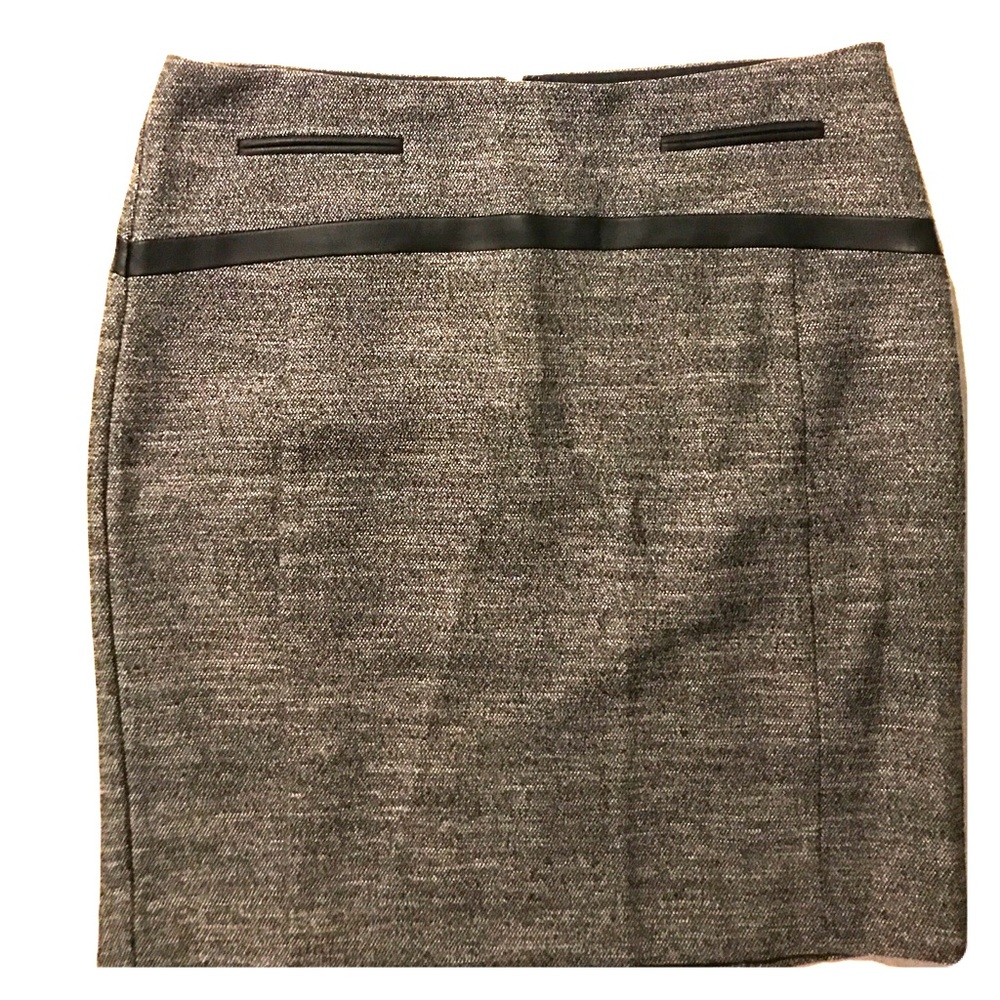 Express grey tweed pencil skirt & black detailing
