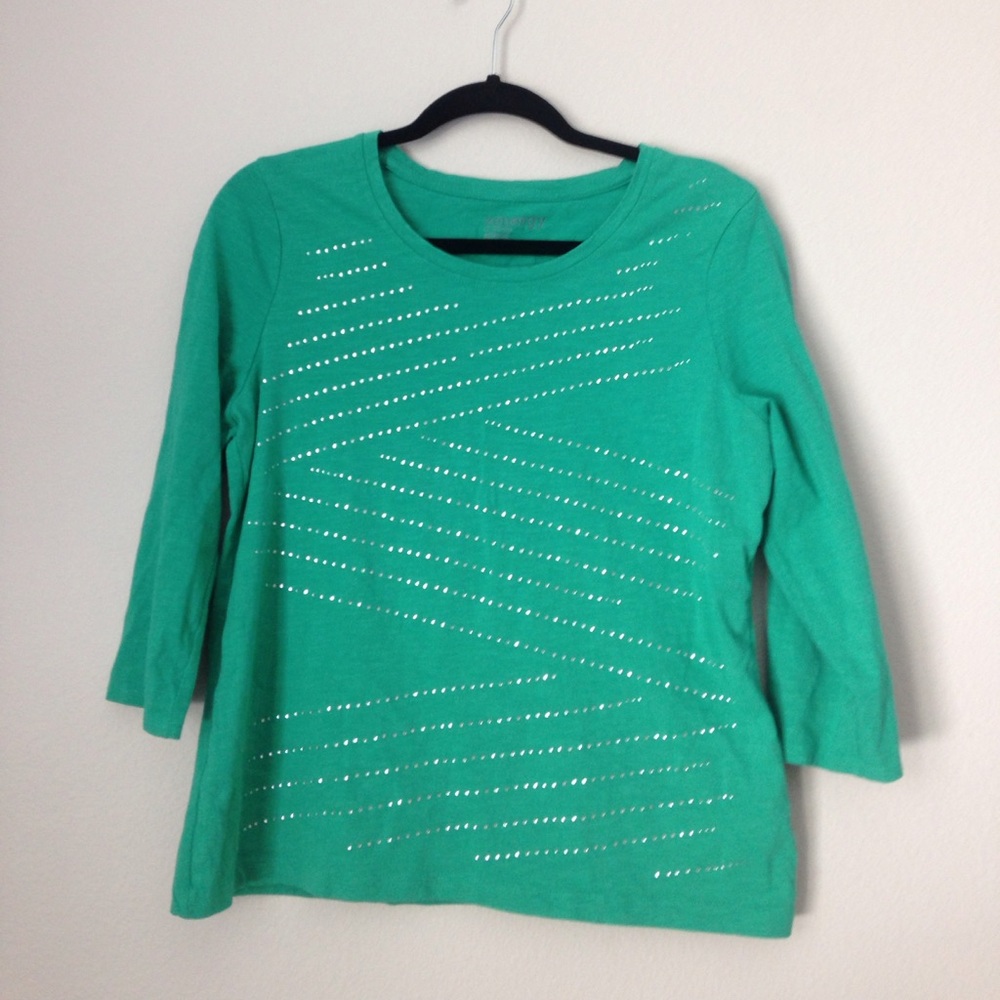 Chico's Sequined Emerald Top
