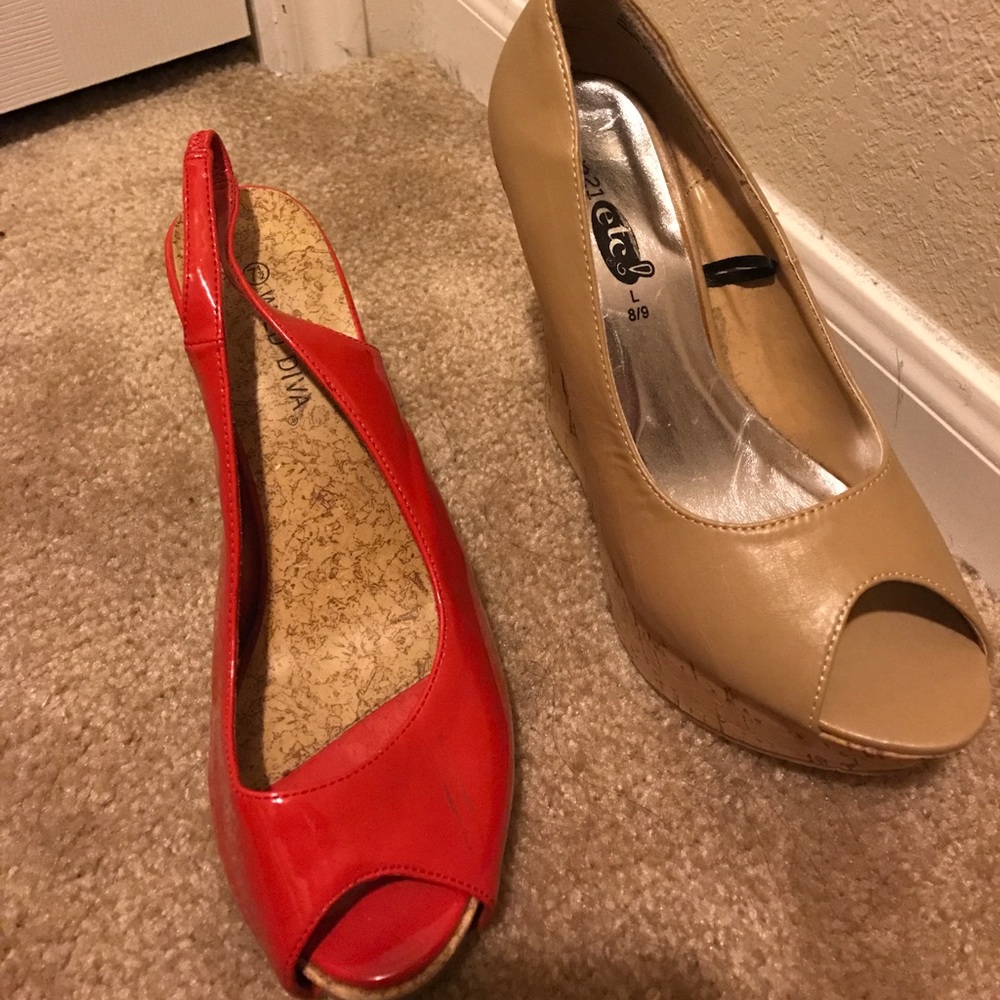 Red and tan heels