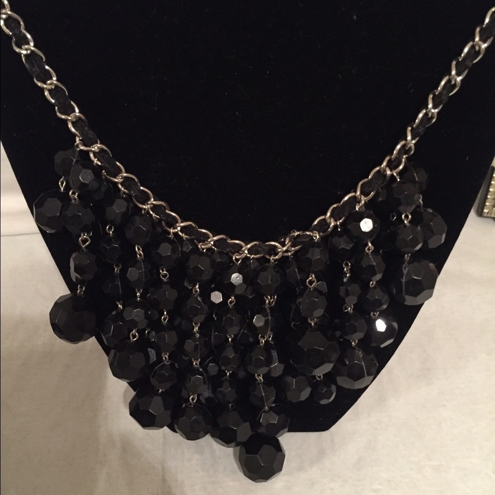 TLFJ Black Bead Ribbon Necklace