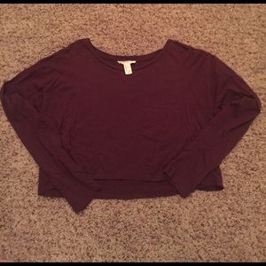 Forever 21 Burgundy Long-Sleeve Crop Top