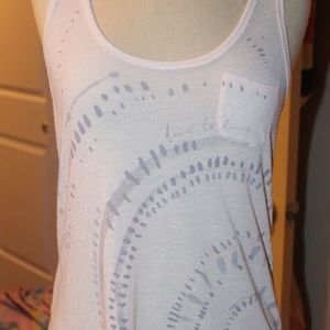 Pink tank with purple dots "live to love"