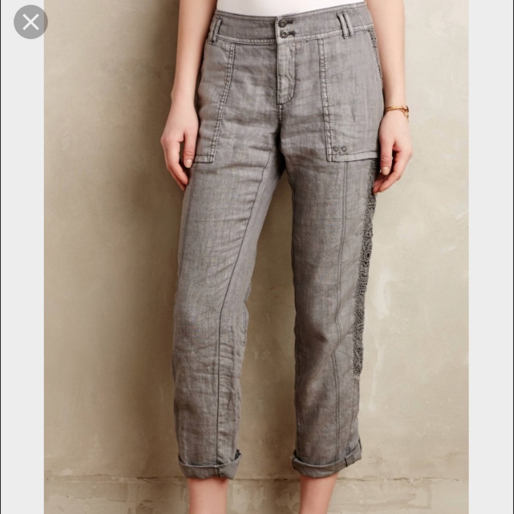 Anthropologists Hei Hei cream white cotton Capri