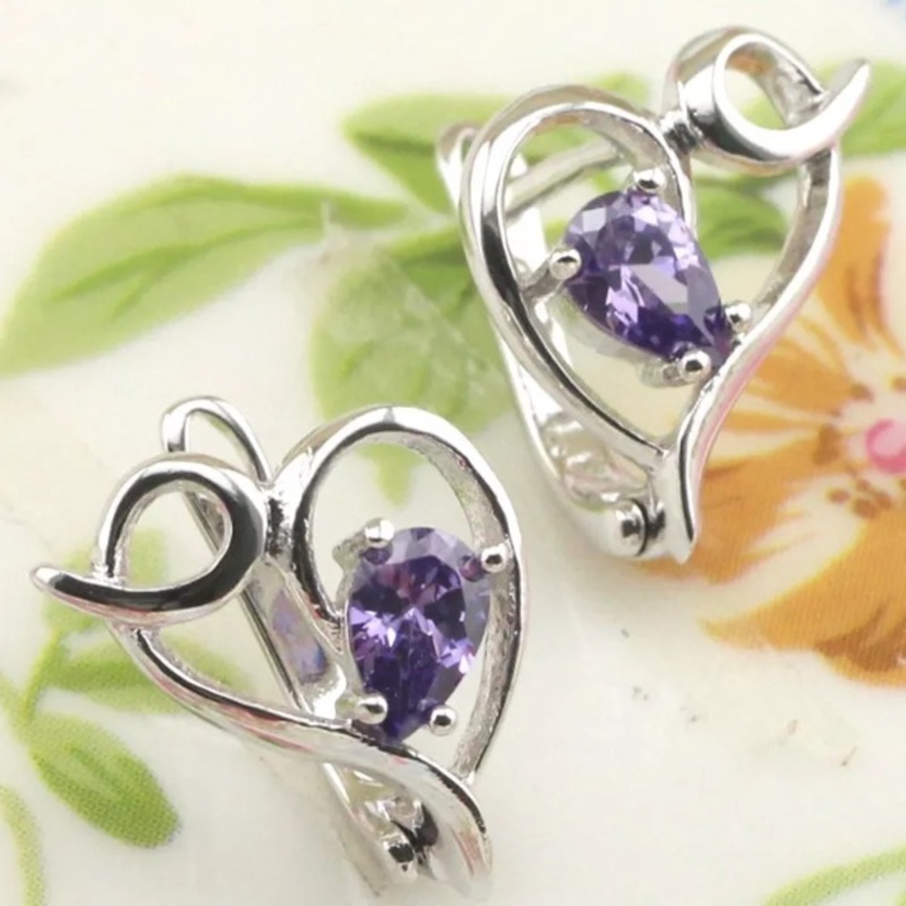 Genuine Amethyst & Gold Filled Huggie Earrings