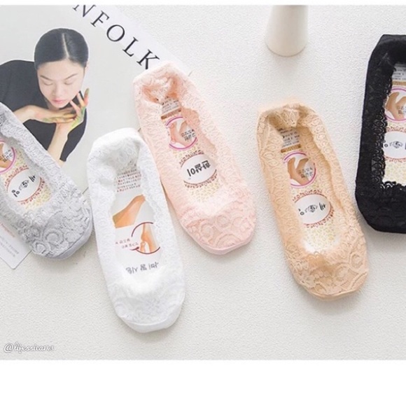 ❥//nude •anti skid no show lace socks• - Picture 6 of 6