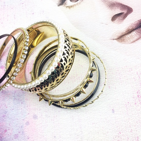 Lil+Lo Jewelry - HP 4.7  Black Gold Pearl 8 PC Bangle