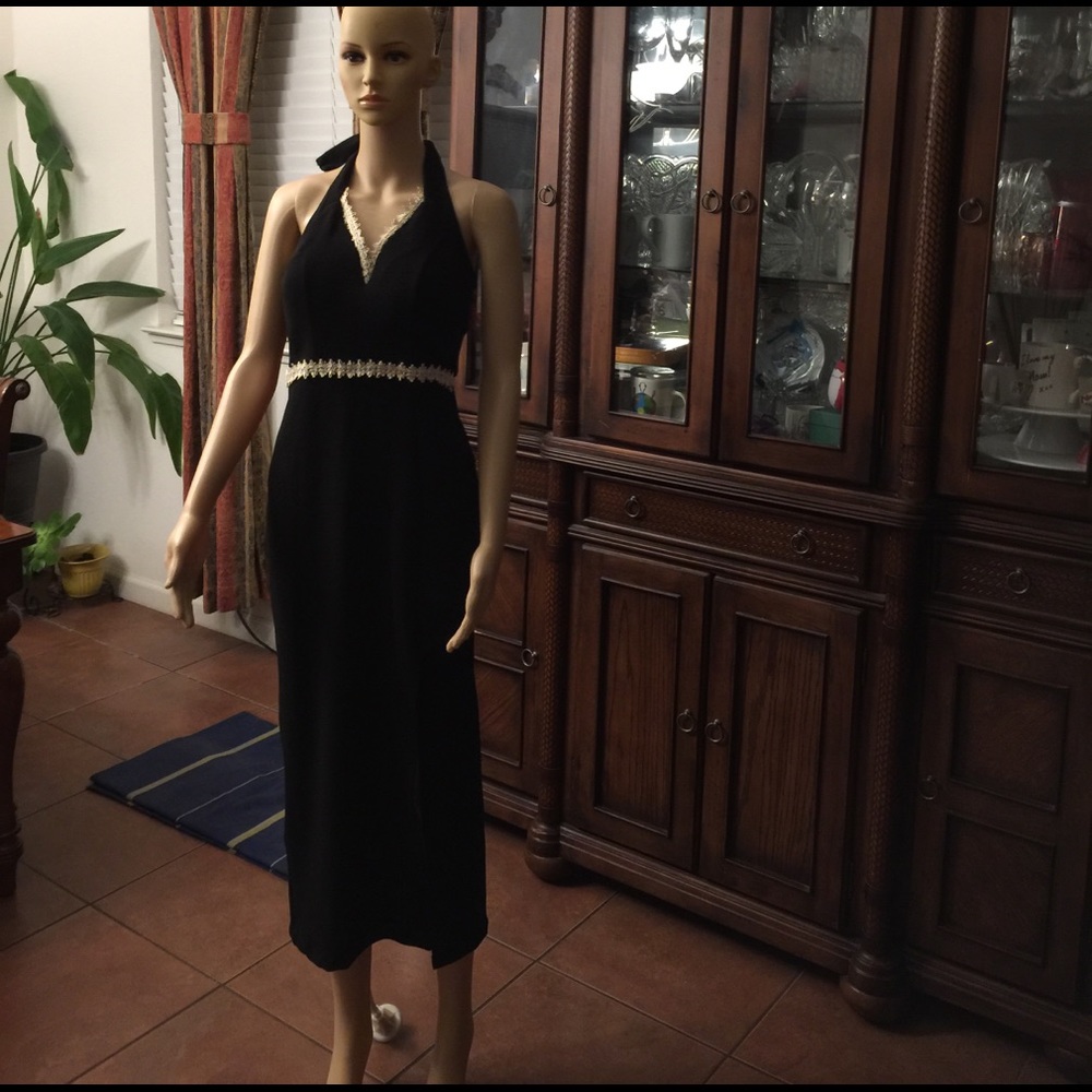 Halter neck black dress