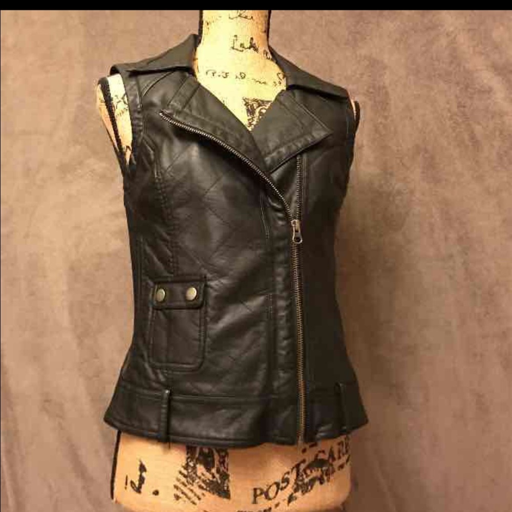 French Connection faux leather vest