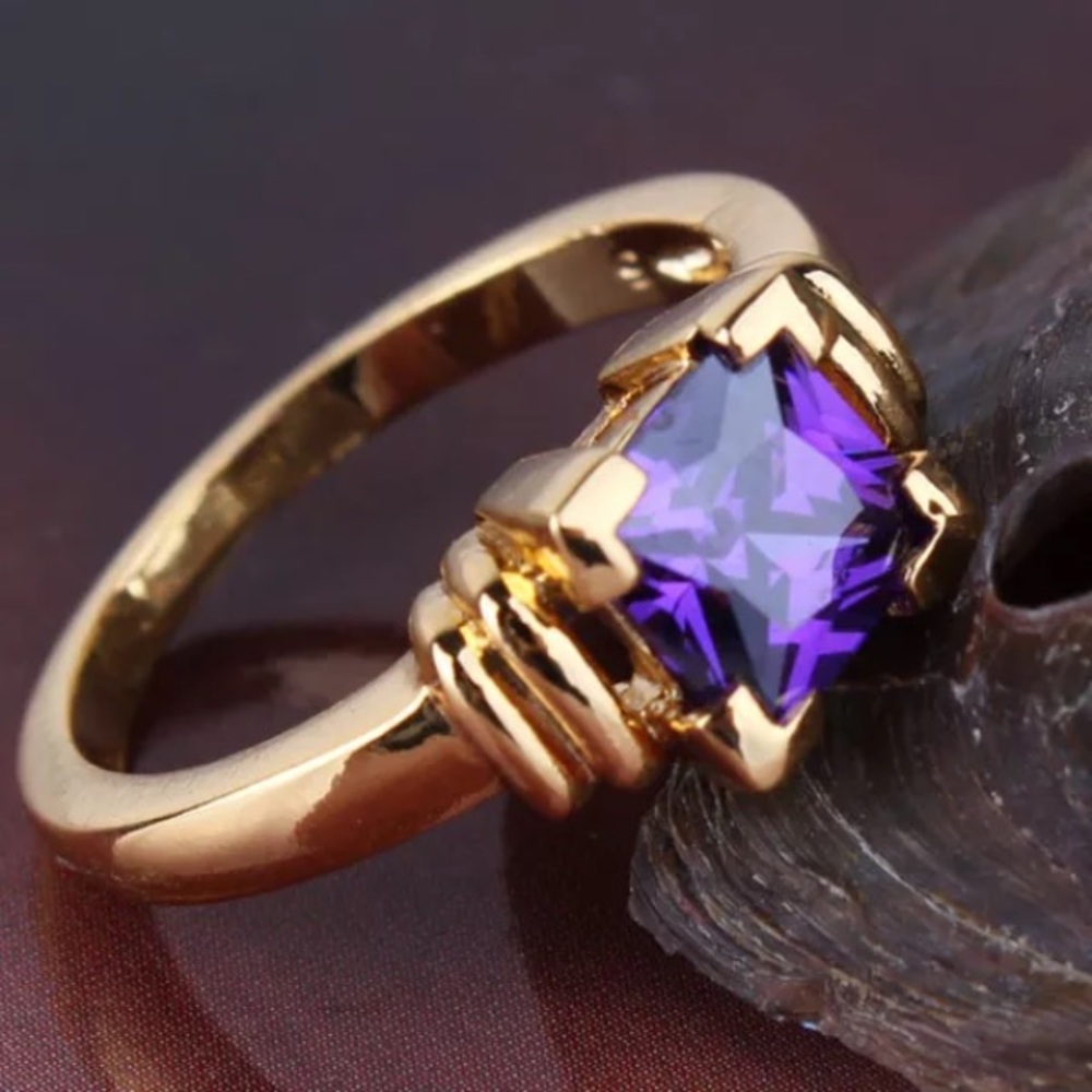 Purple Swarovski Crystal & 24K Gold Filled Ring