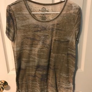 Sheer distressed camo tee