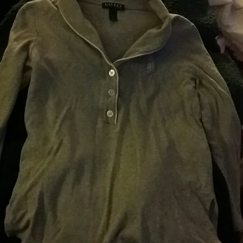 RALPH LAUREN GREY SHIRT SZ S HALF BUTTON FRONT