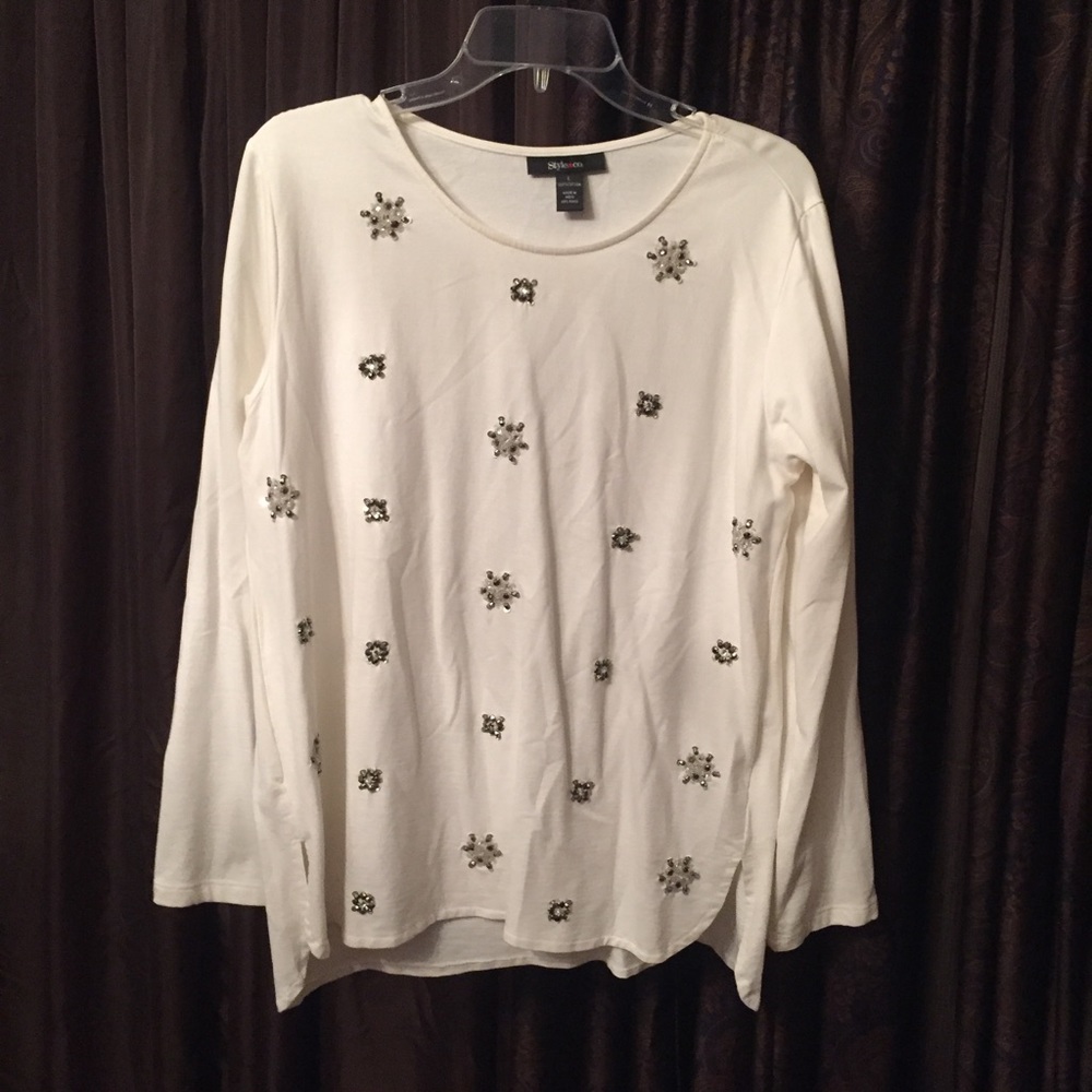 Embellished Long Sleeve White Shirt!