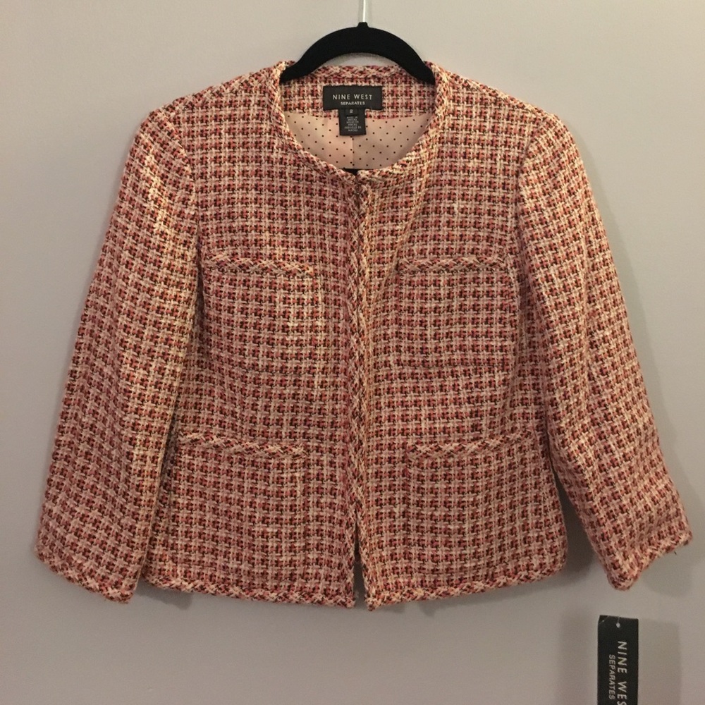 Nine West Pink Tweed Jacket size 2