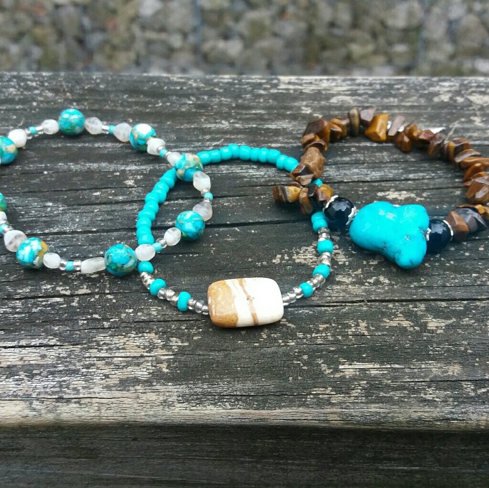 Turquoise and Tiger's Eye Bracelet Bundle
