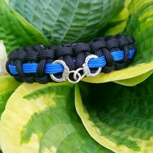 POLICE Thin Blue LINE Paracord Bracelet. All Sizes