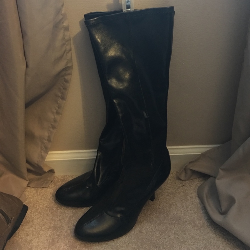Black faux leather boots