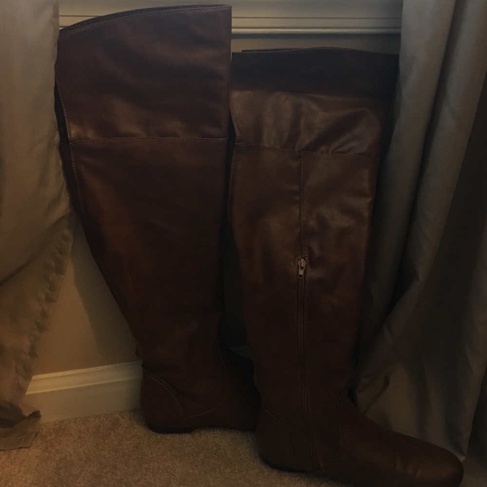 Over the knee brown boots