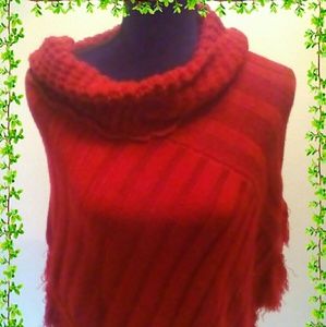 🍎Red Cowl Neck Poncho🍎