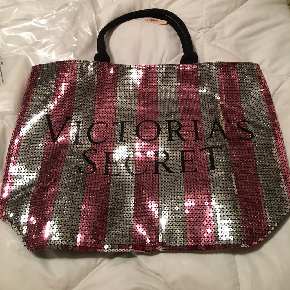 Victoria Secret pink and silver Black Friday tote