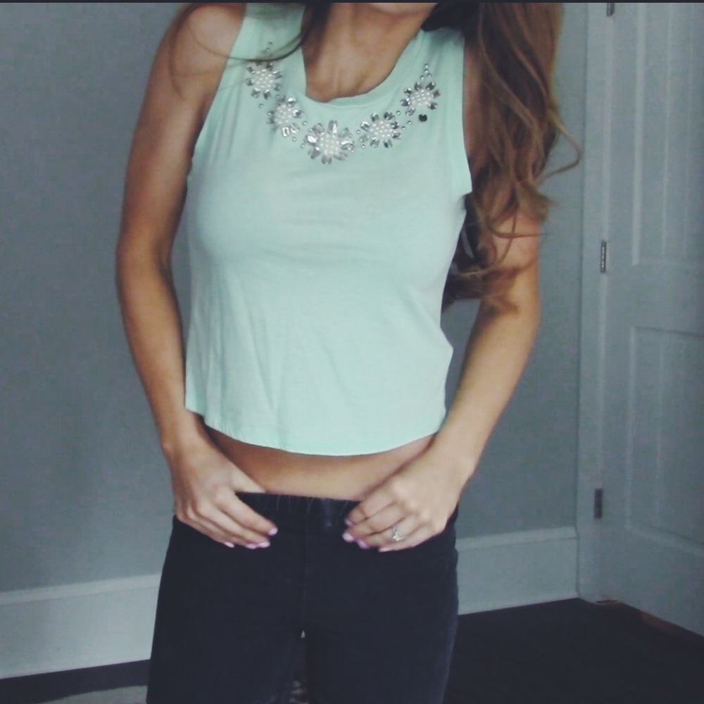 EXPRESS crop top beaded detail XS