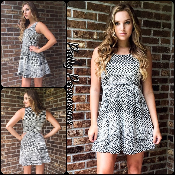 Pretty Persuasions Dresses & Skirts - LAST ONE‼️ Black & White Print Fit & Flare Dress