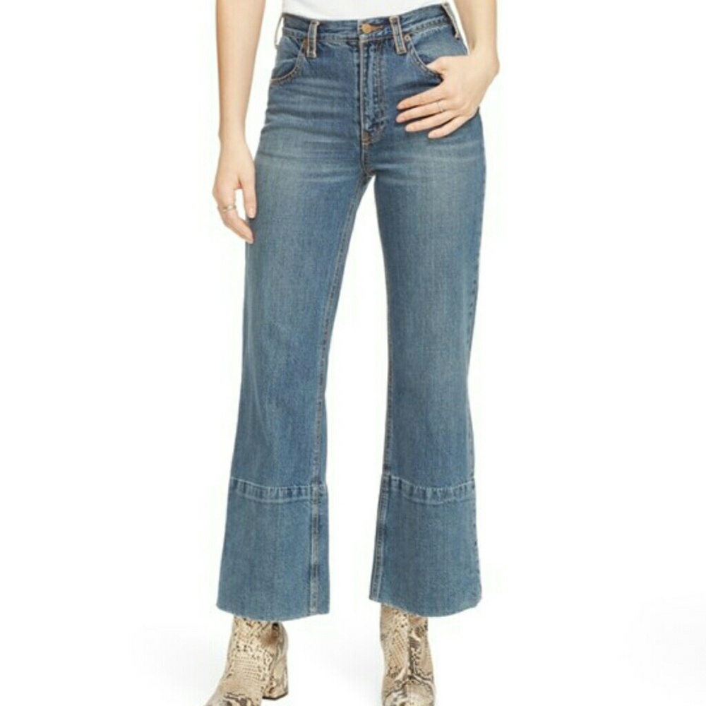 Free People Crop Wide Leg Jeans