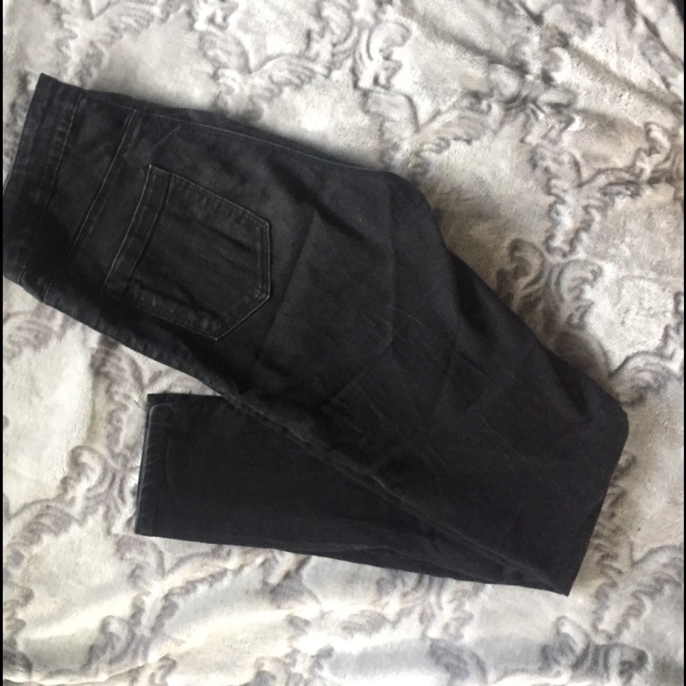 Black High Waisted Ripped Knee Skinny Jeans