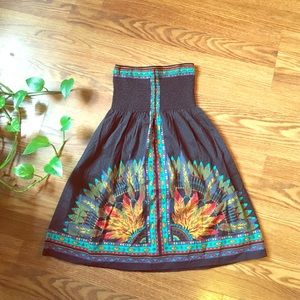 Size S Long Strapless Tribal Print Top