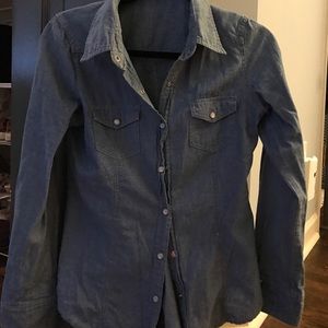 Chambray snap button blouse
