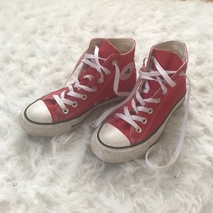 Red high top sneaker shoes