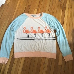 Wildfox Baggy Beach Jumper Flamingos