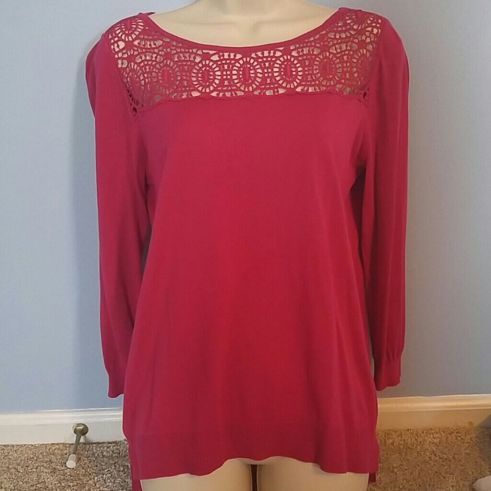 Loft pink yoke sweater small